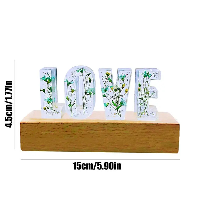 IncantoVivo-Floral Resin Night Light Cute Flower Letters - IncantoVivo