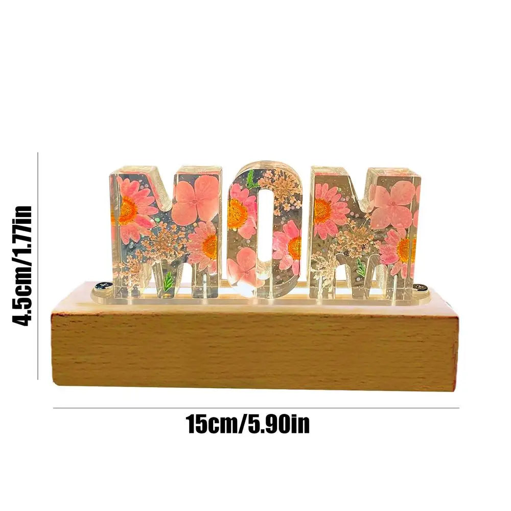 IncantoVivo-Floral Resin Night Light Cute Flower Letters - IncantoVivo